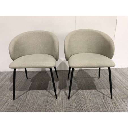 2 ecru fabric chairs with rounded backs | Second-Hand