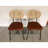 Set of 2 orange rattan and velvet chairs - Second-hand
