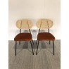2 orange rattan and velvet chairs - Second-hand