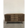 Brown wooden Scandi sideboard with 2 doors and 3 drawers - Second Hand