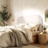 Upholstered headboard for 140/160 cm beds in beige - Arthur Collection
