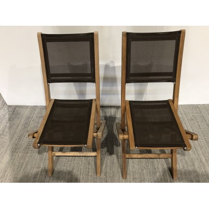 2 chaises pliantes textilène couleur taupe | SECONDE VIE