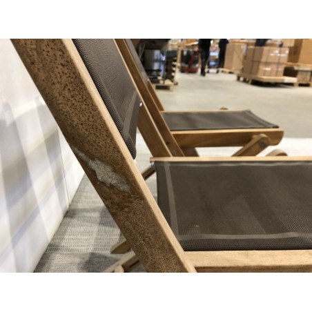 2 taupe-coloured textilene folding chairs | SECONDE VIE