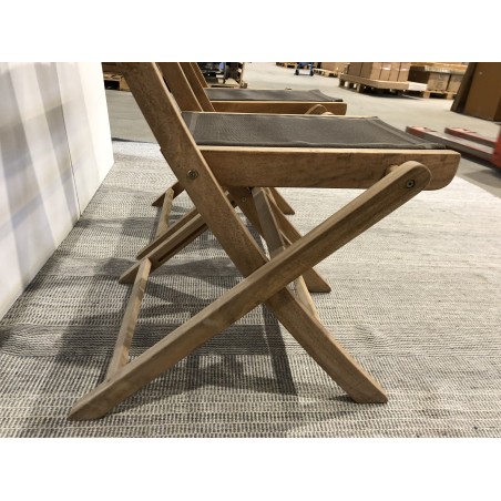 2 taupe-coloured textilene folding chairs | SECONDE VIE
