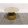 60cm coffee table with glazed tile top and camel-coloured iron legs | Second-hand