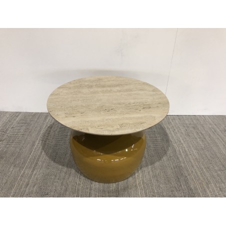 Table basse 60cm plateau carreaux vitrifiés pied fer camel | Seconde Main