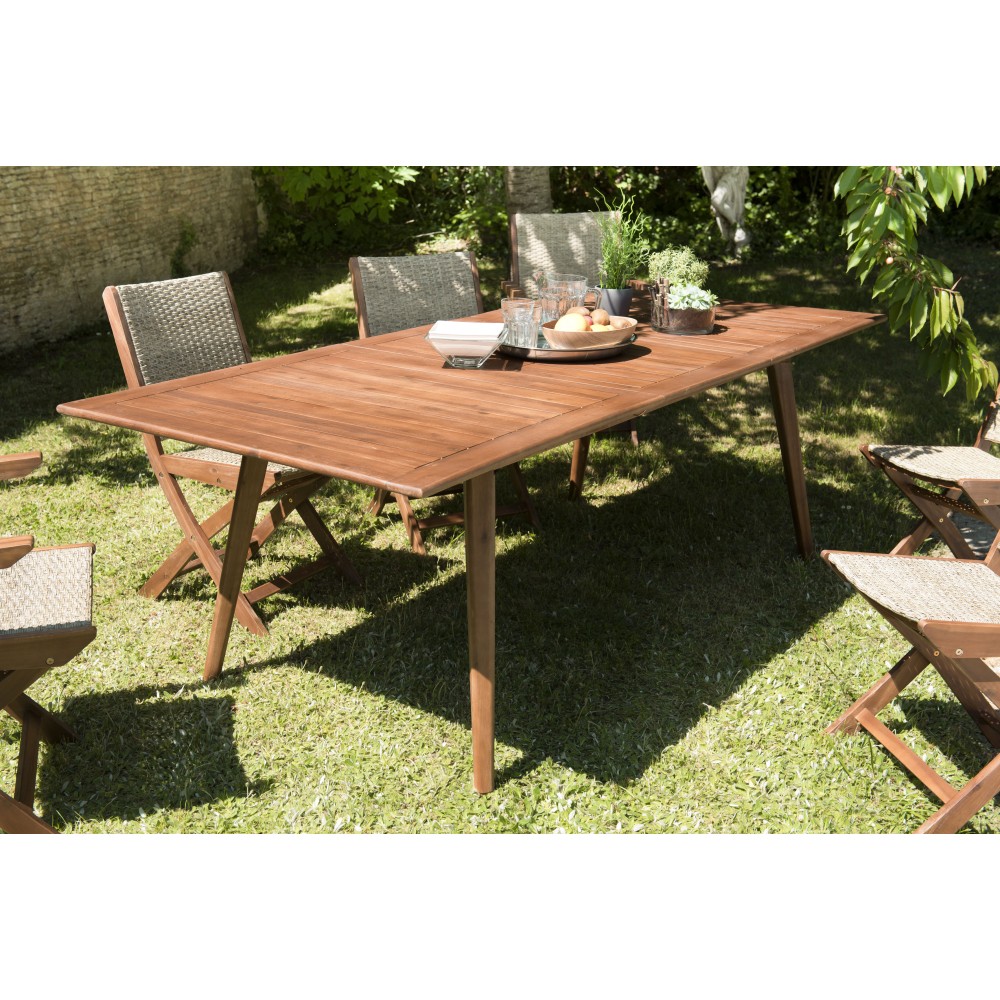 Table de jardin 8/10 personnes 180/240x100x75 cm en bois d'acacia | Seconde Vie