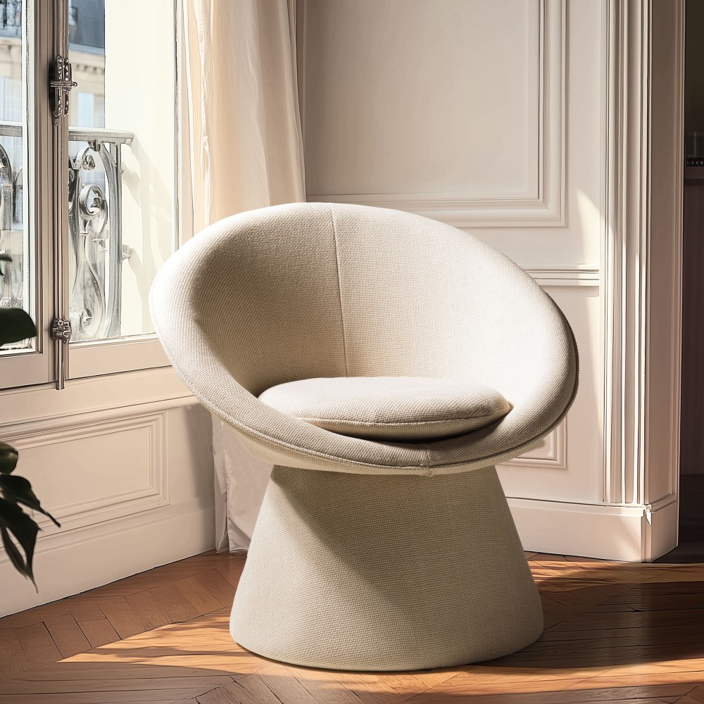 Beige fabric upholstered armchair | Macabane Furniture | Agathe