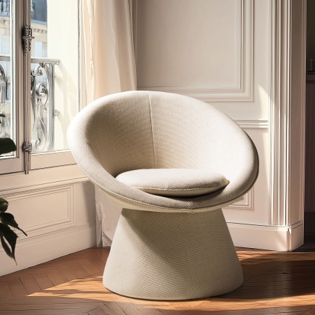 Beige fabric upholstered armchair | Macabane Furniture | Agathe