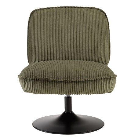 Fauteuil pivotant en tissu velours côtelé vert | Meubles Macabane