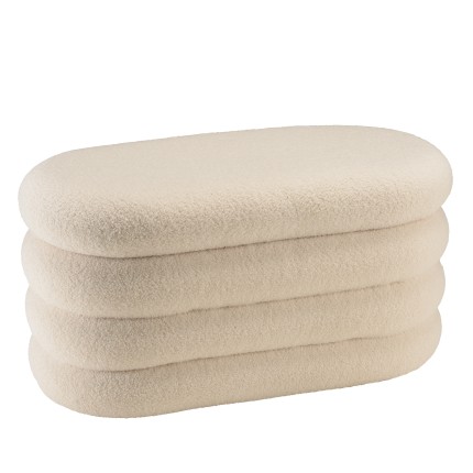 Banc avec rangement en tissu bouclette blanc L85cm | Macabane