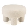 Pouf rond en tissu bouclette blanc D50cm | Meubles Macabane