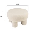 Pouf rond en tissu bouclette blanc D50cm | Meubles Macabane