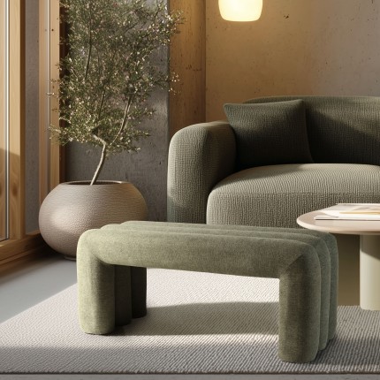 Banc en tissu vert L100cm | Meubles Macabane