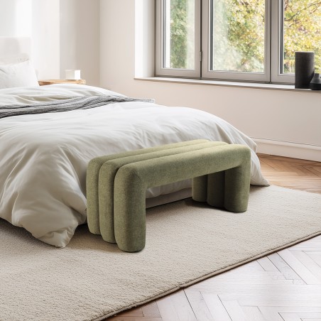 Banc en tissu vert L100cm | Meubles Macabane