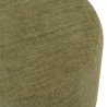 Round pouffe in green fabric with wooden base, D41cm | Macabane Furniture