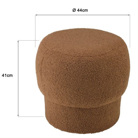 Round pouffe in terracotta fabric, diameter 44 cm | Agathe Collection