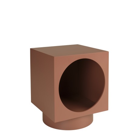 34x34cm square side table in terracotta-painted wood | Macabane