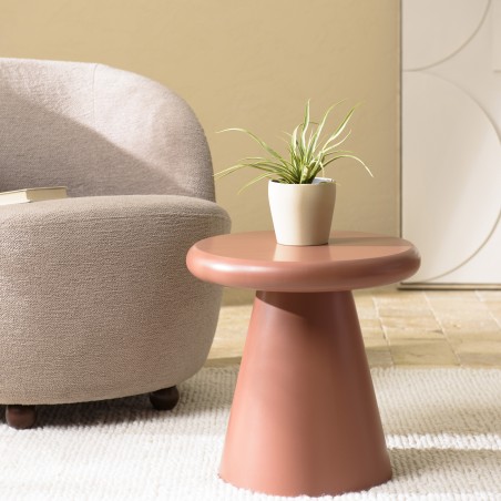 Round side table in terracotta-painted wood, diameter 40 cm | Macabane