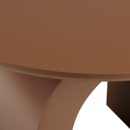 Round coffee table in terracotta lacquered wood, diameter 60 cm | Macabane