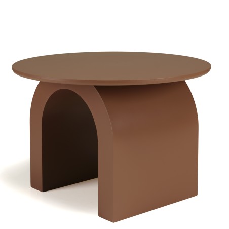 Round coffee table in terracotta lacquered wood, diameter 60 cm | Macabane