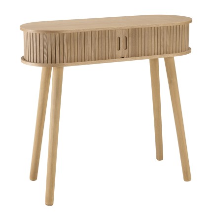 Oval console table 80x30cm in natural-coloured wood | Macabane