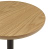 Round side table in natural-coloured wood with black legs, D35cm | Macabane