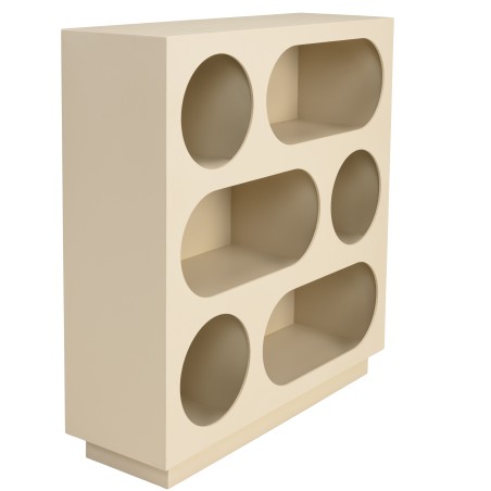 Sideboard 70x23cm 6 compartments in beige painted wood | Macabane Furniture