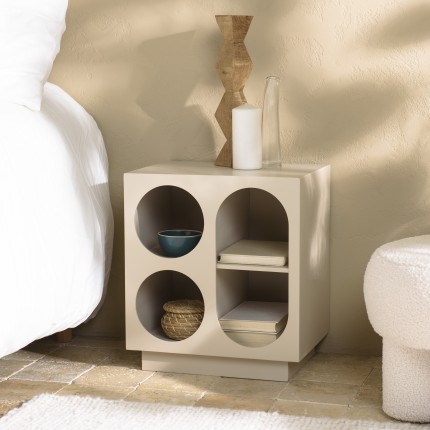 Bedside table 40x30cm 4 compartments in beige painted wood | Macabane