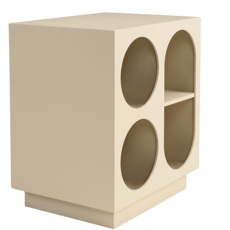 Table de chevet 40x30cm 4 niches en bois peint beige | Macabane
