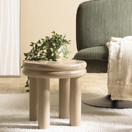Round side table in taupe painted wood, diameter 40 cm | Macabane