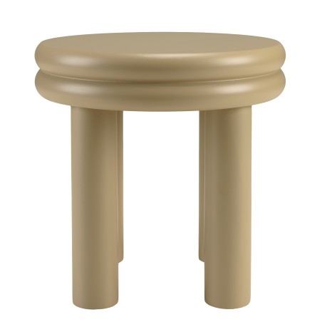 Round side table in taupe painted wood, diameter 40 cm | Macabane
