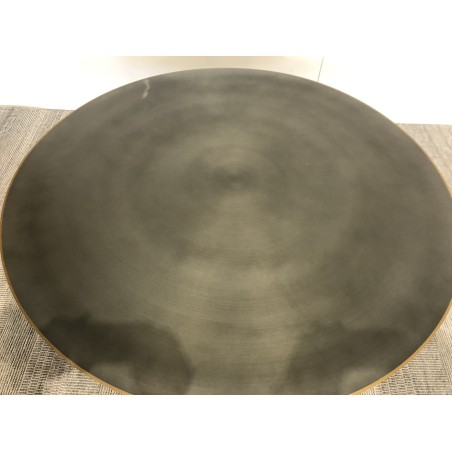 Round coffee table 120x120cm in black iron with gold trim | SECOND-HAND
