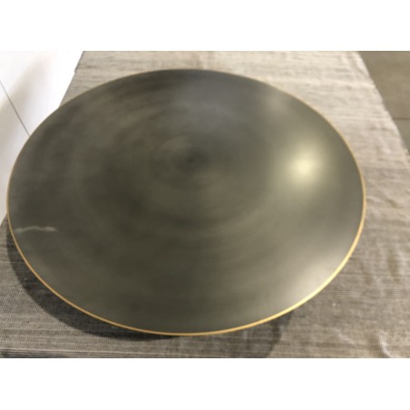 Table basse ronde 120x120cm en fer noir et bordure dorée | SECONDE MAIN