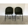 Set of 2 pine green velvet chairs with rounded backs and steel legs | SECOND-HAND