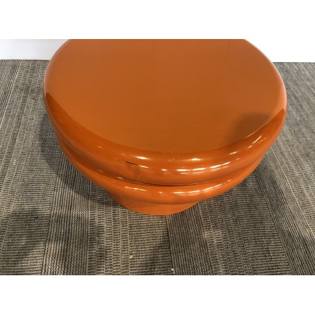 Table d'appoint design en fer couleur orange fluo - Seconde Main