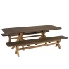Ensemble table et bancs effet béton marron pieds en bois d'acacia | Macabane