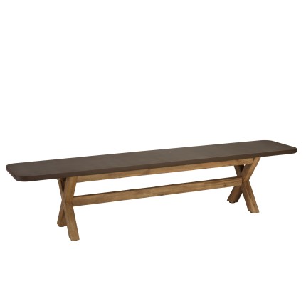 Banc 200x40cm effet béton marron pied en bois d'acacia | Macabane