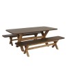 Ensemble table et bancs effet béton marron pieds en bois d'acacia | Macabane