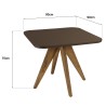 Table à manger carrée 90x90cm effet béton marron pied bois d'acacia | Meubles Macabane