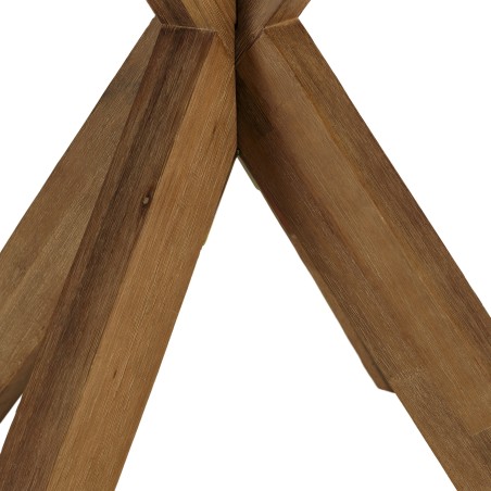 Round brown concrete-effect dining table with acacia wood legs, 100cm diameter | Macabane