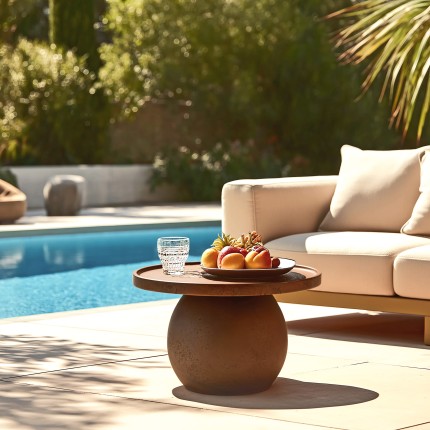 Table d'appoint ronde en béton marron D45cm | Macabane