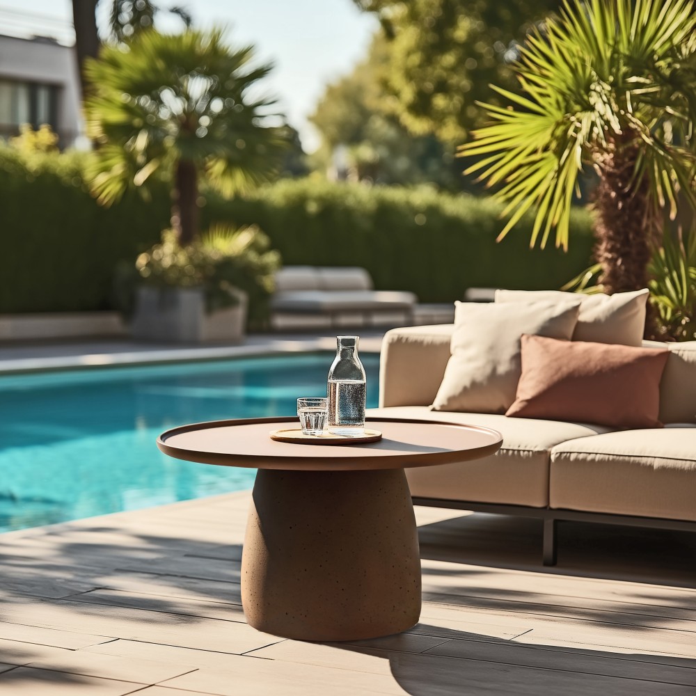 Table basse ronde en béton marron D80cm | Macabane