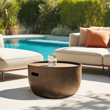 Table basse ronde en béton marron D58cm | Macabane