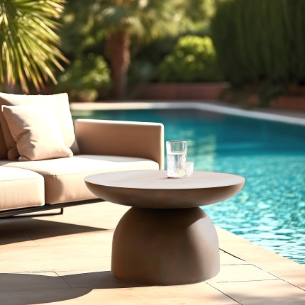 Round brown concrete coffee table, 70cm diameter | Macabane Furniture