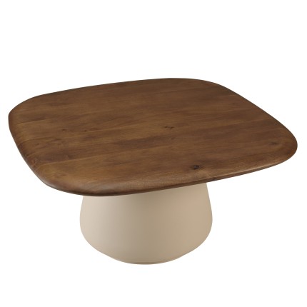 Table basse 70x70cm en manguier pied métal ivoire | Macabane