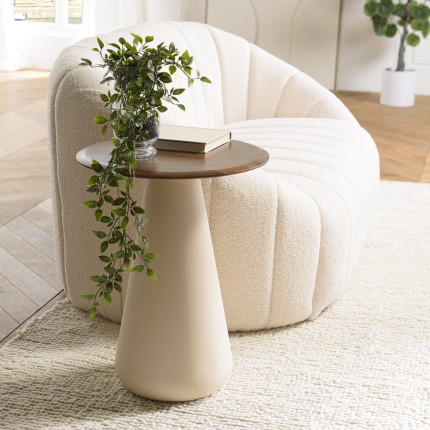 Table d'appoint 40x40 en bois de manguier et pieds couleur ivoire | Macabane