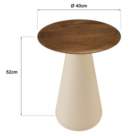 40x40 side table in mango wood with ivory-coloured legs | Macabane