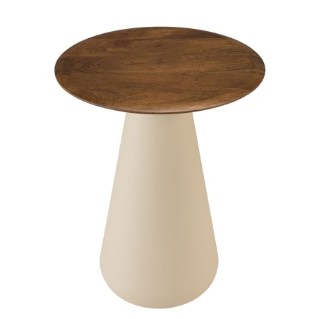 Bijzettafel 40x40 van mangohout met ivoorkleurige poten | Macabane