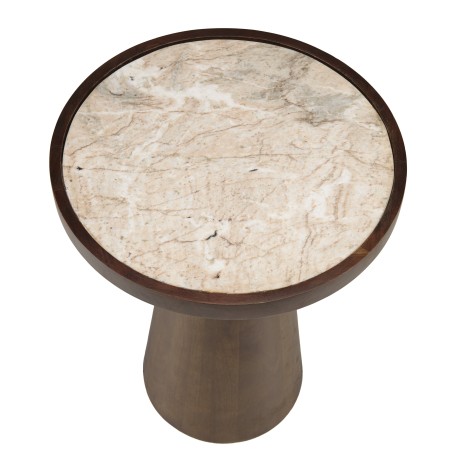 Side table 40x40cm, marble top, dark mango wood legs | Macabane